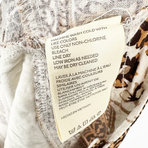 By Anthropologie Printed Joggers Linen Blend Brown Motif Boho Floral Size 6 - Picture 6 of 6